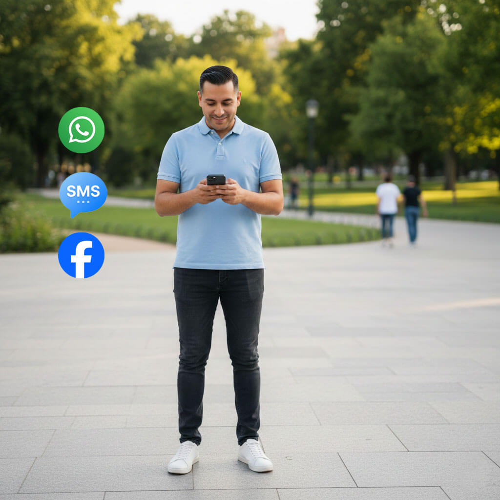 Cliente en WhatsApp y SMS